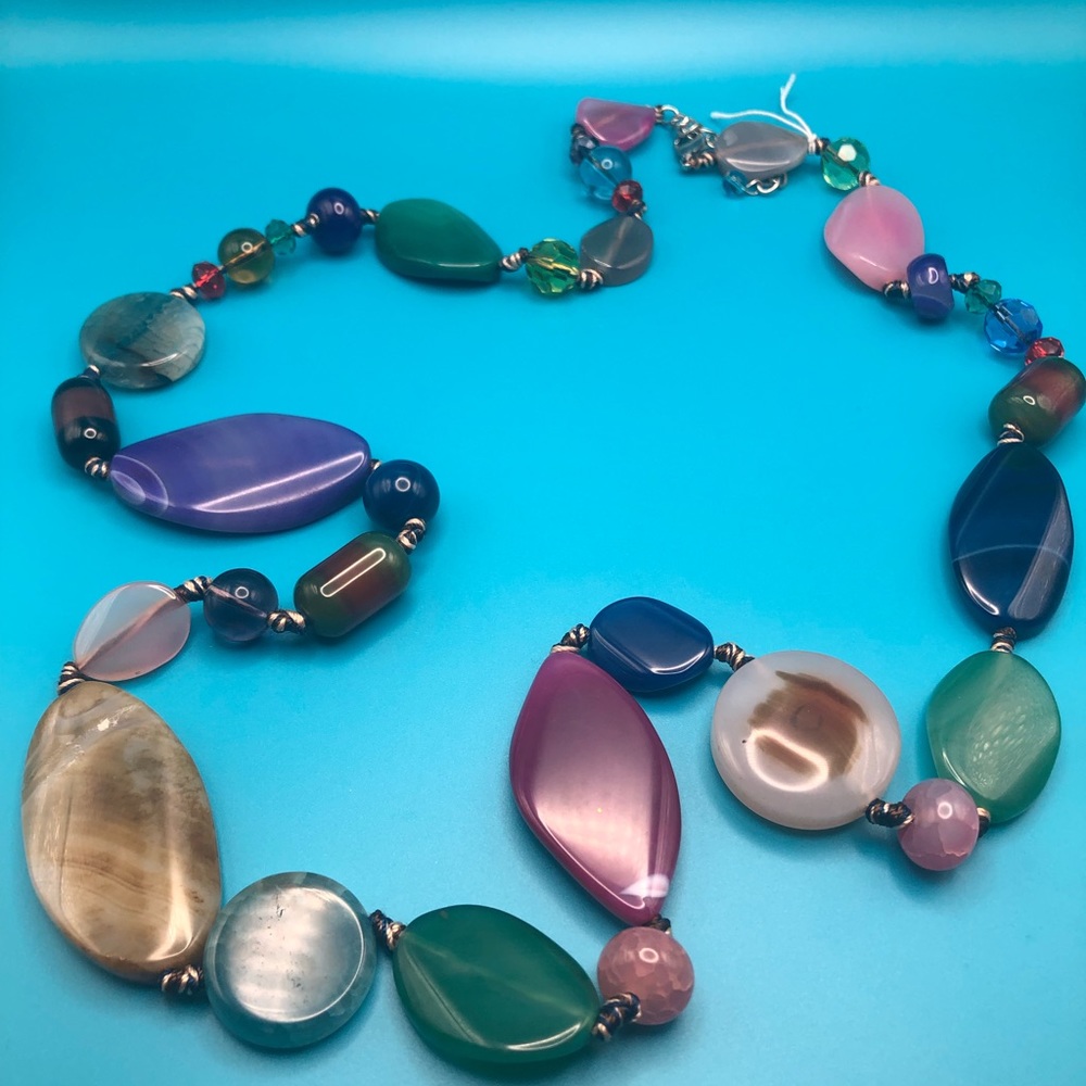 Handmade stone necklace choker